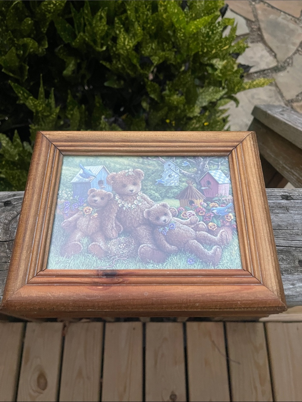 Vintage Handmade Wood Keepsake Jewelry Box
